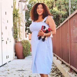 Who What Wear Seersucker Smocked Dress Size XL